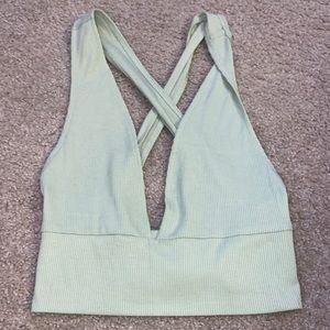 Green crossover crop top